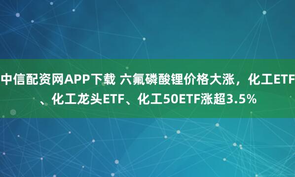 中信配资网APP下载 六氟磷酸锂价格大涨，化工ETF、化工龙头ETF、化工50ETF涨超3.5%