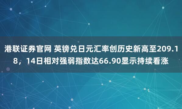港联证券官网 英镑兑日元汇率创历史新高至209.18，14日相对强弱指数达66.90显示持续看涨
